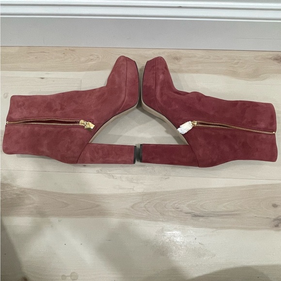 MICHAEL Michael Kors Size 9 Frenchie Platform Booties *Flaw* Burgundy Suede - Picture 12 of 15